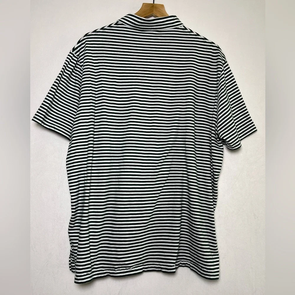 Ralph Lauren Polo Men Classic Fit Green White Stripe Crest Polo Shirt Size XL